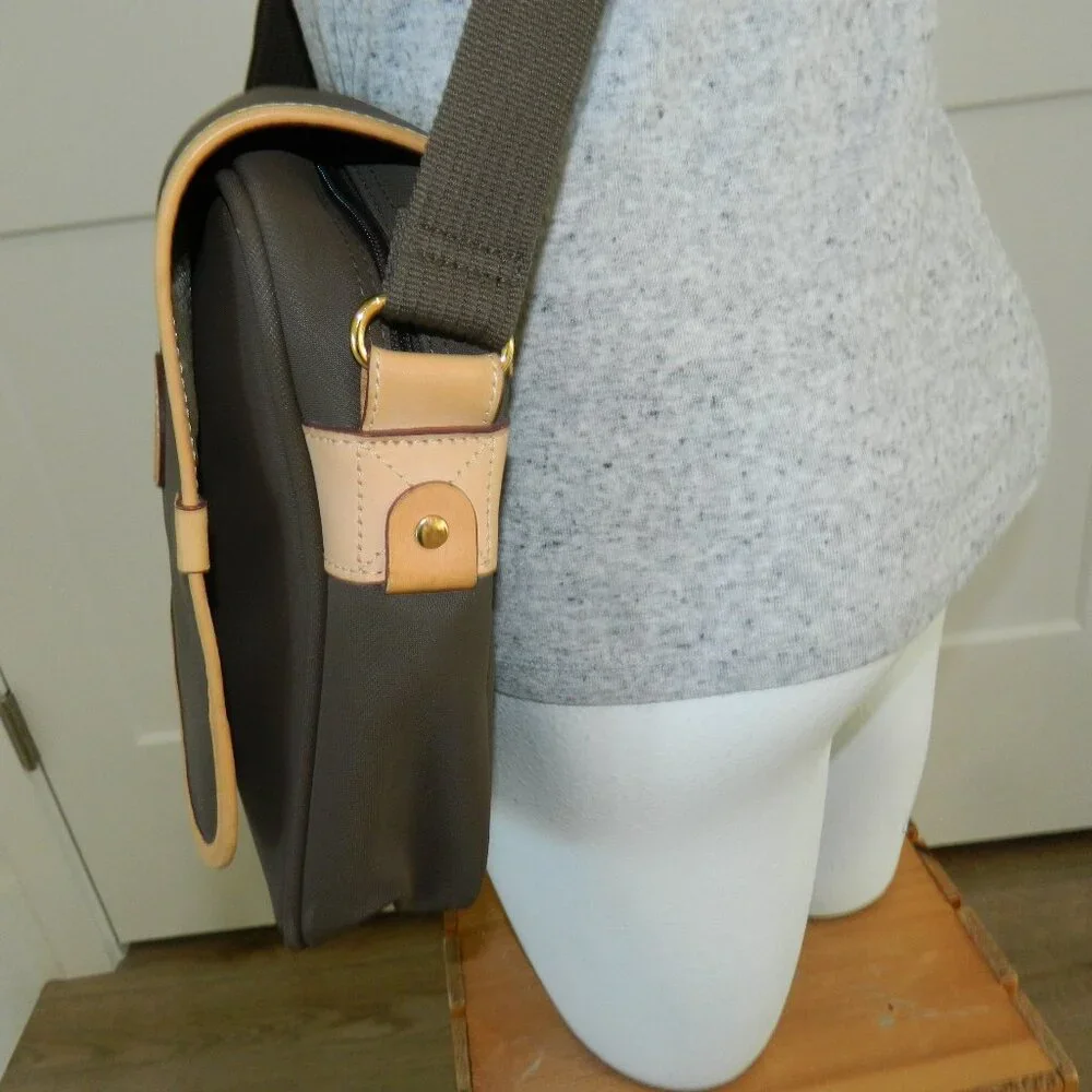 Lancel Paris Depuis 1876 Unisex Laptop/Messenger Bag, Nylon Body Leather Trim